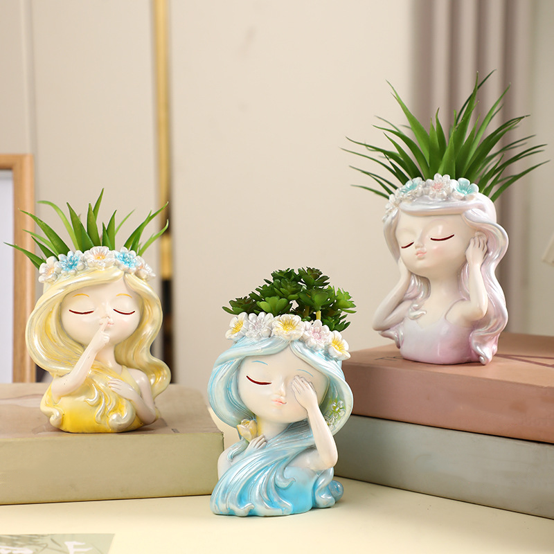 Girl-Themed Faux Potted Plant Decor