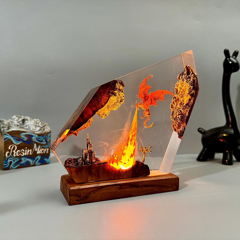 Blazing Fire Dragon Resin Lamp Ornament