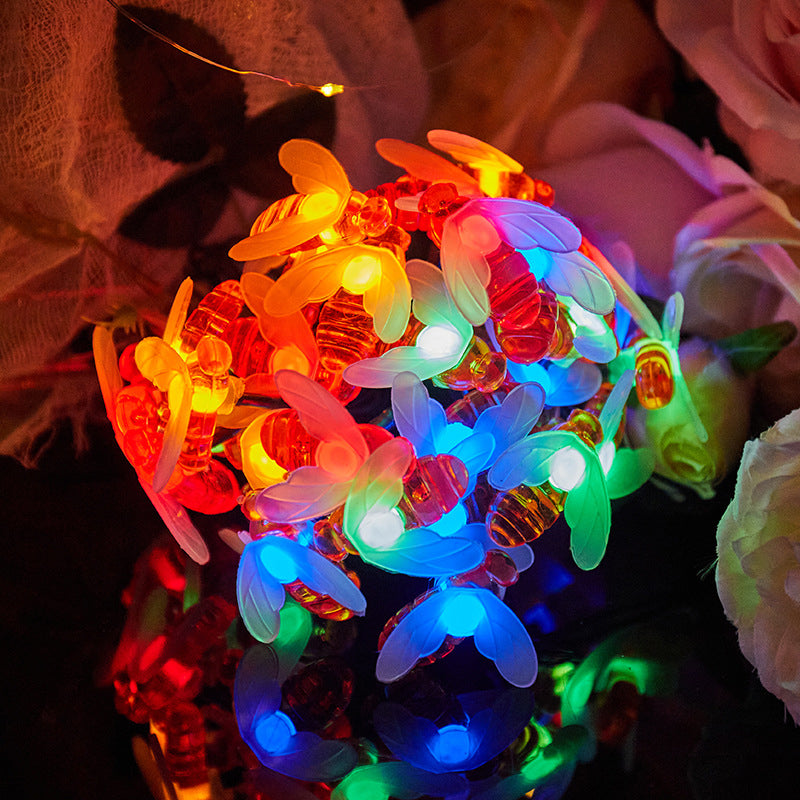 New Waterproof Solar-Powered Bee-Shaped LED String Lights