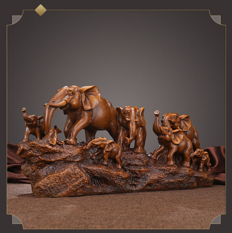 Majestic Elephant Family Sculpture – Symbol of Strength, Prosperity & Good Fortune