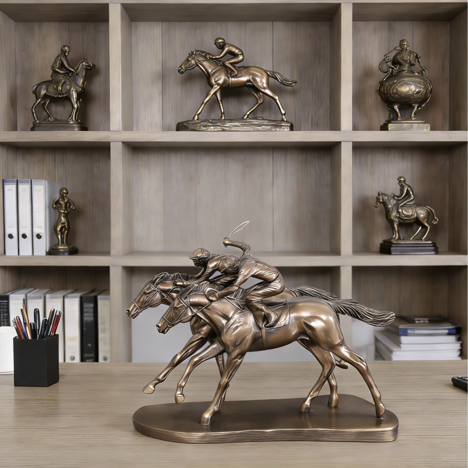 Resin Horse Racing Ornament (Bronze-Effect Finish)