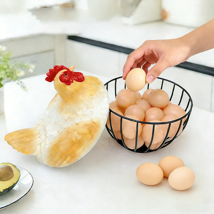 Creative Hen-Shaped Wire Basket for Eggs and Fruit