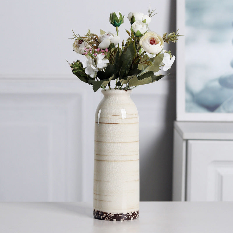 Modern Minimalist White Ceramic Vase for Dried Flowers