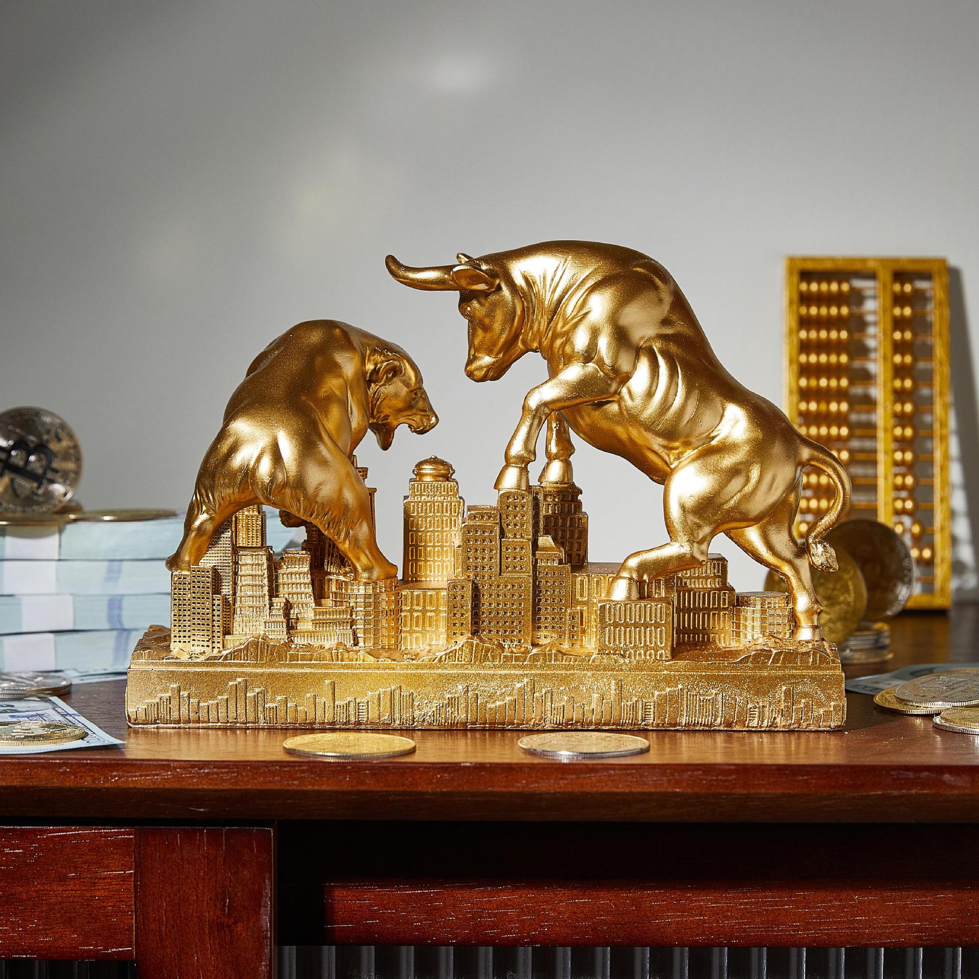 Bull vs. Bear Showpiece Statue