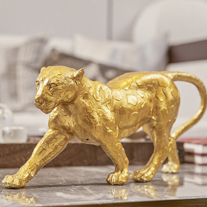 Power &amp; Elegance Collection – Golden Tiger &amp; Leopard Statues