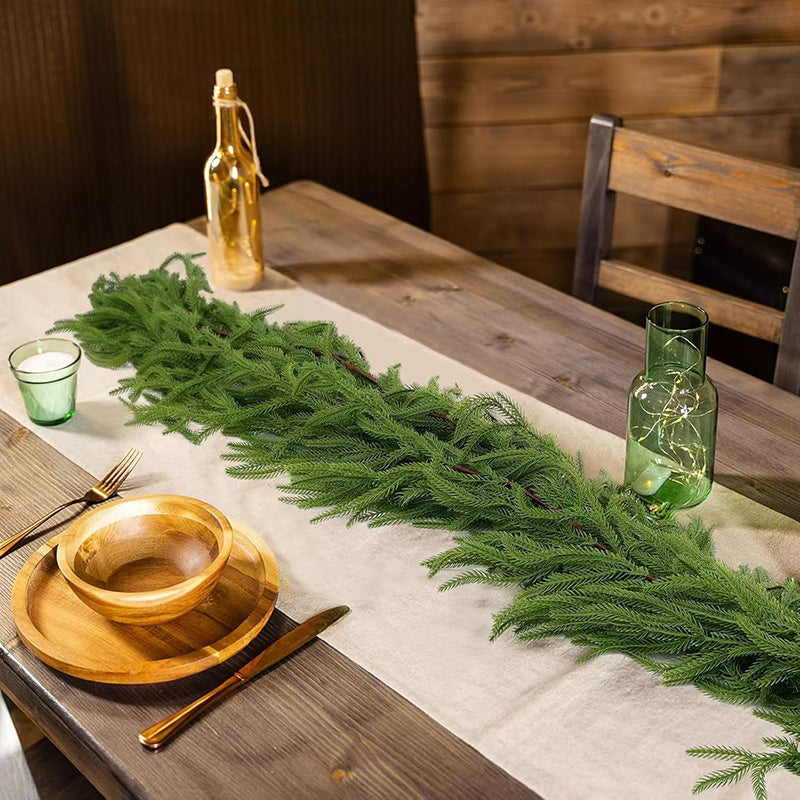 Soft-touch decorative garland featuring pine boughs and needles