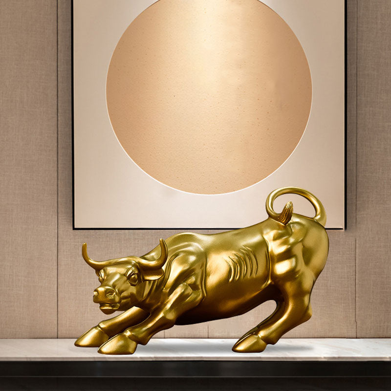 "Soaring Bull" Faux-Bronze Decorative Sculpture