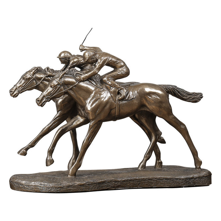 Resin Horse Racing Ornament (Bronze-Effect Finish)