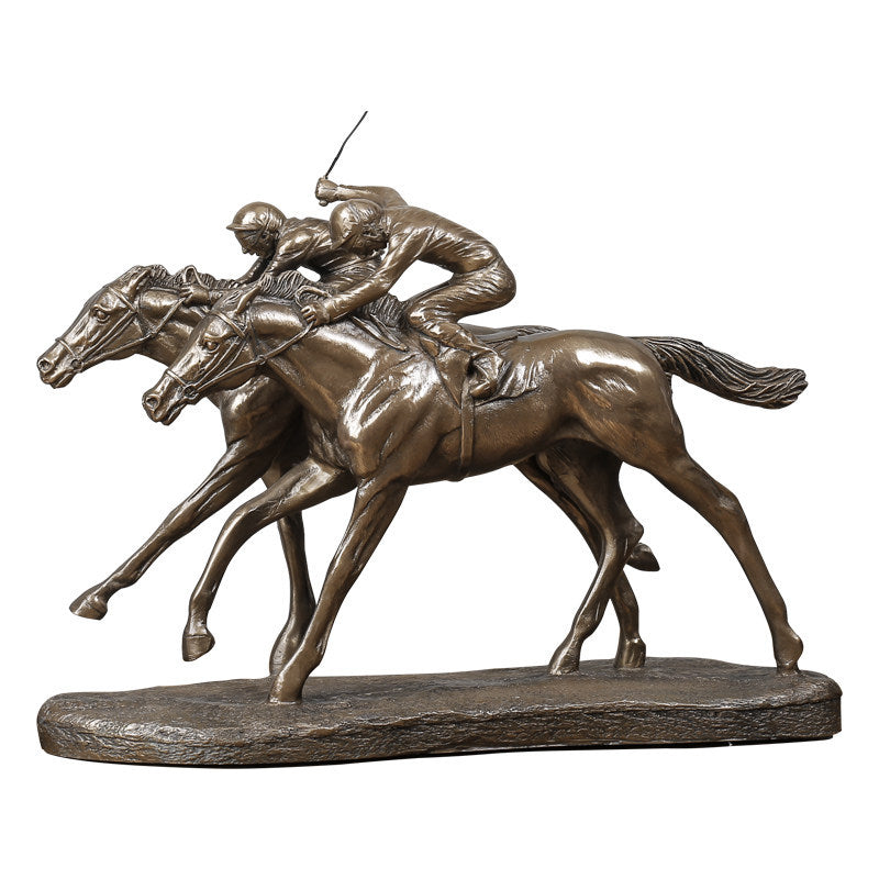 Resin Horse Racing Ornament (Bronze-Effect Finish)