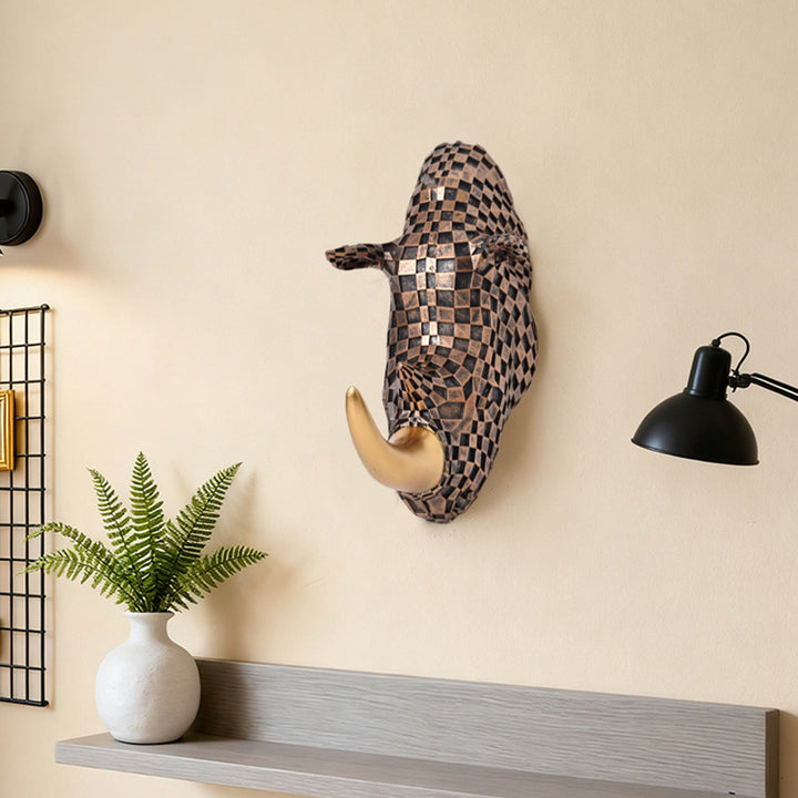 High-end resin mosaic rhino head wall mount
