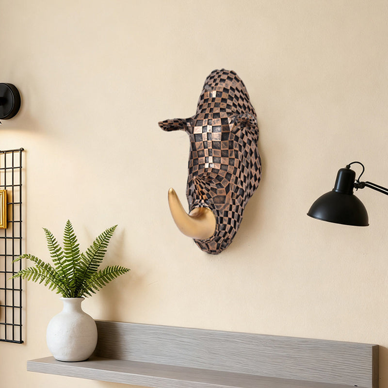 High-end resin mosaic rhino head wall mount