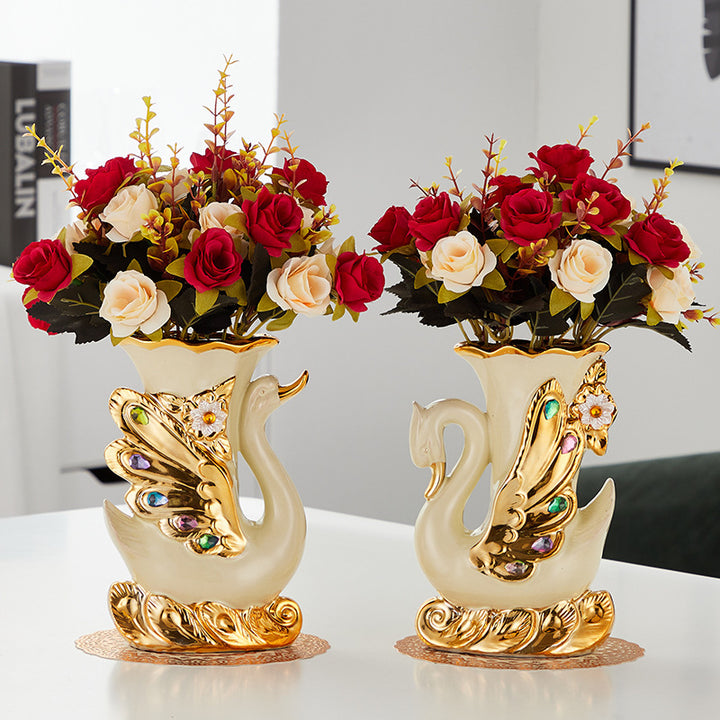 Creative Ceramic Swan-Themed Vases (Pair)