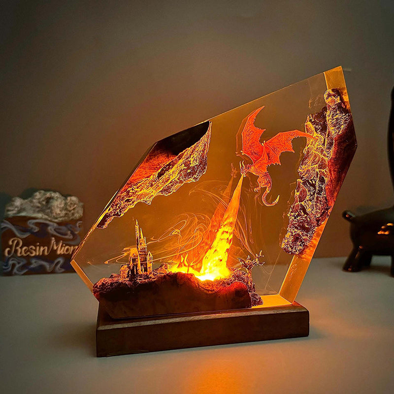 Blazing Fire Dragon Resin Lamp Ornament