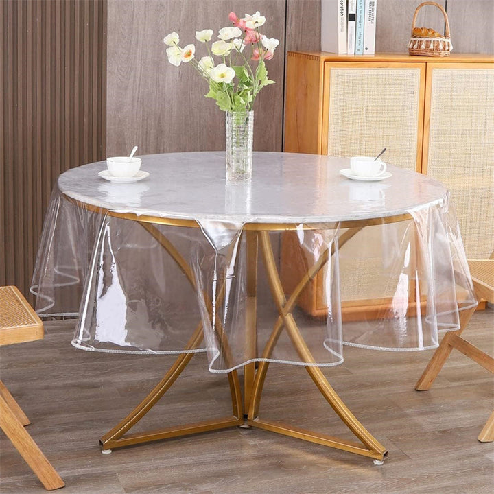 Transparent Soft PVC Lace-Embroidered Tablecloth – Waterproof and Oil-Proof