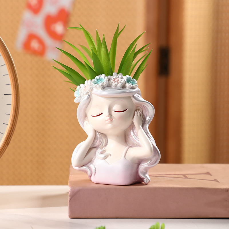 Girl-Themed Faux Potted Plant Decor