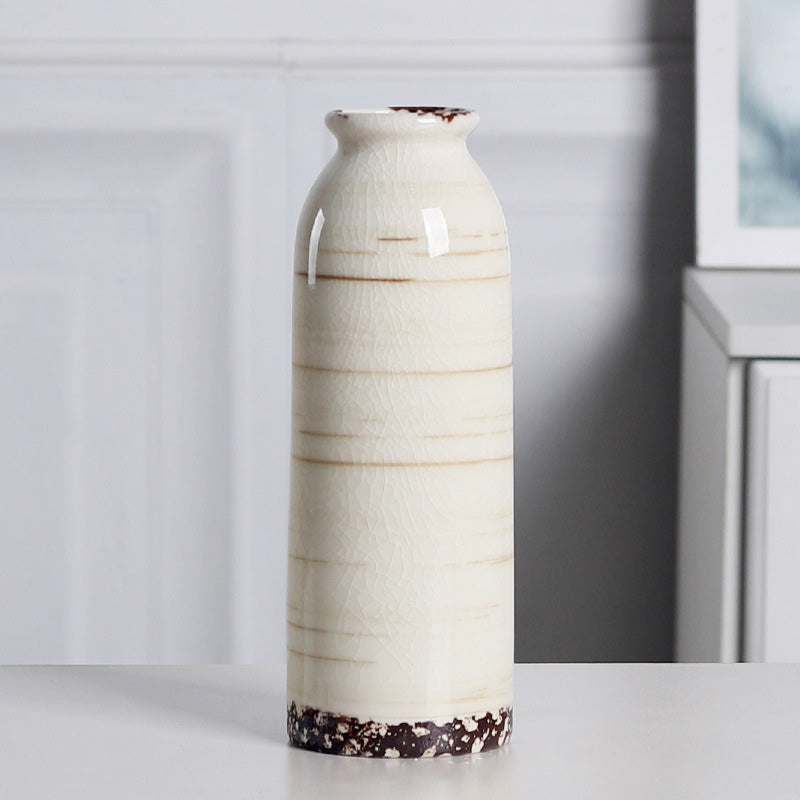 Modern Minimalist White Ceramic Vase for Dried Flowers