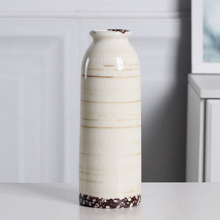 Modern Minimalist White Ceramic Vase for Dried Flowers