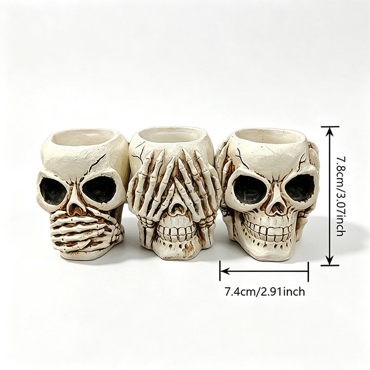 Resin Skull Planter Ornament Set