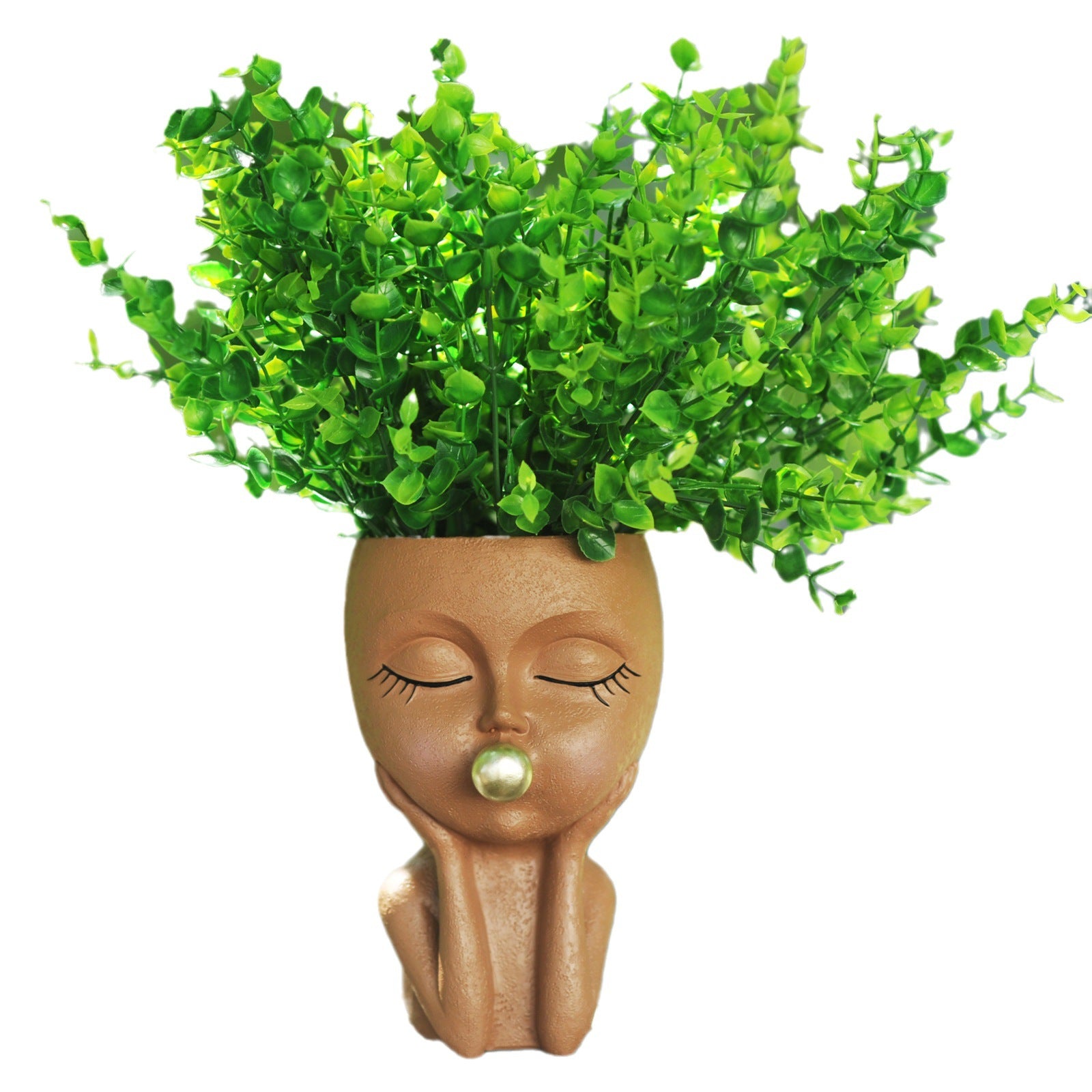 Bubble-Blowing Girl-Themed Flowerpot Sculpture