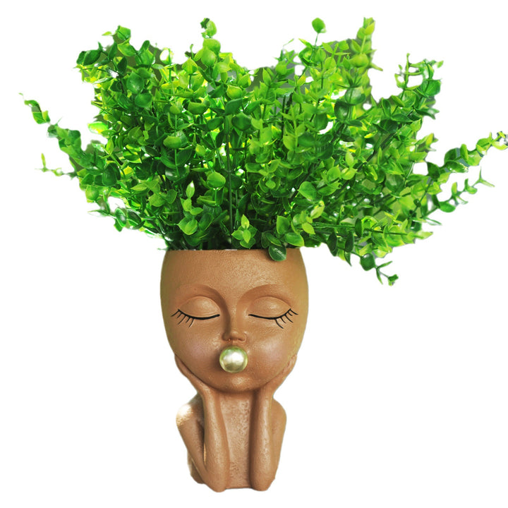 Bubble-Blowing Girl-Themed Flowerpot Sculpture