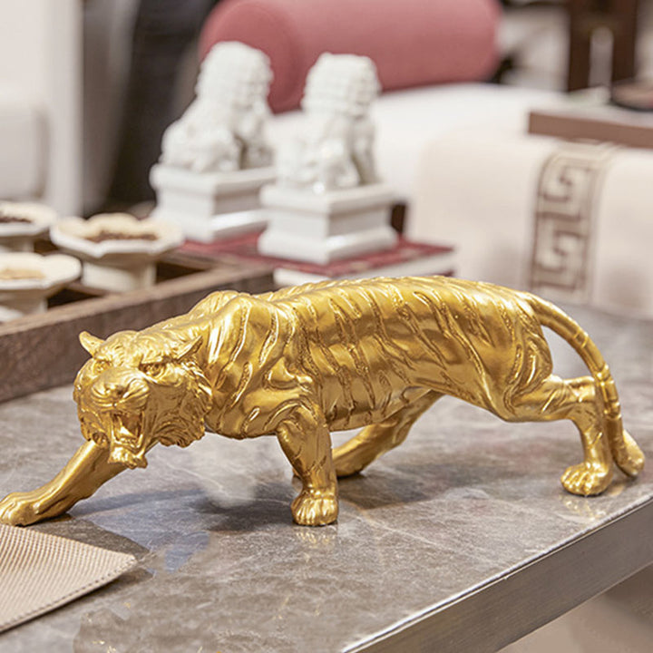 Power &amp; Elegance Collection – Golden Tiger &amp; Leopard Statues