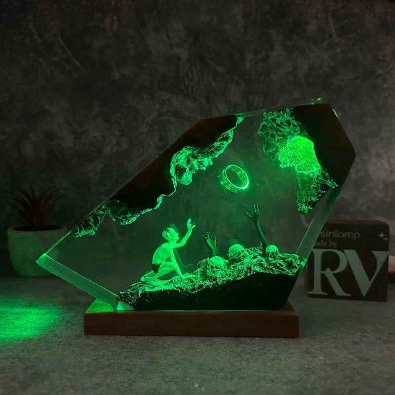 The One Ring Resin Lamp – Dramatic Fantasy Scene Night Light