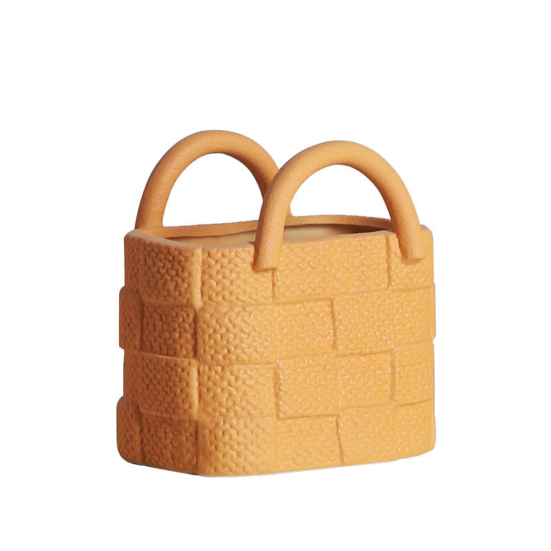Minimalist Basket-Style Ceramic Vase for Dried Flowers (Multi-color)