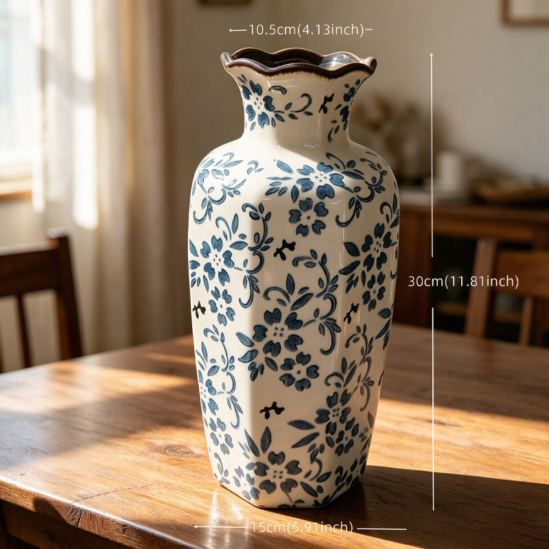 Exquisite Blue and White Porcelain Vase Ornament with Ice-Crackle Glaze