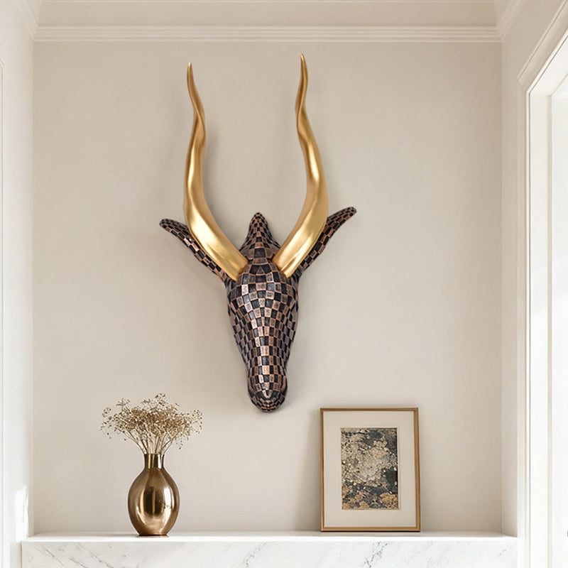 High-end resin mosaic antelope head wall decoration