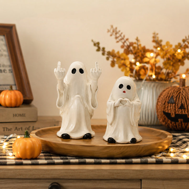 Fun Resin Ghost Hand-Gesture Ornament