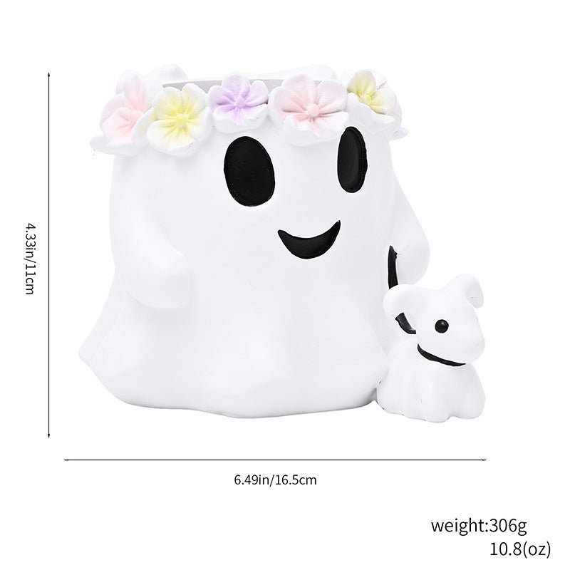 New Resin Ghost Couple Planter Ornament