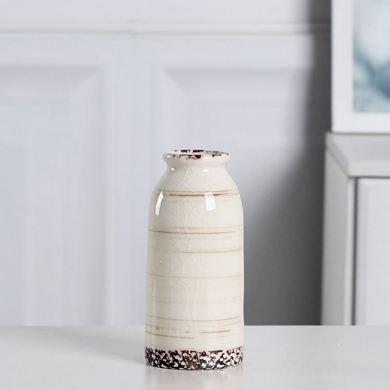 Modern Minimalist White Ceramic Vase for Dried Flowers