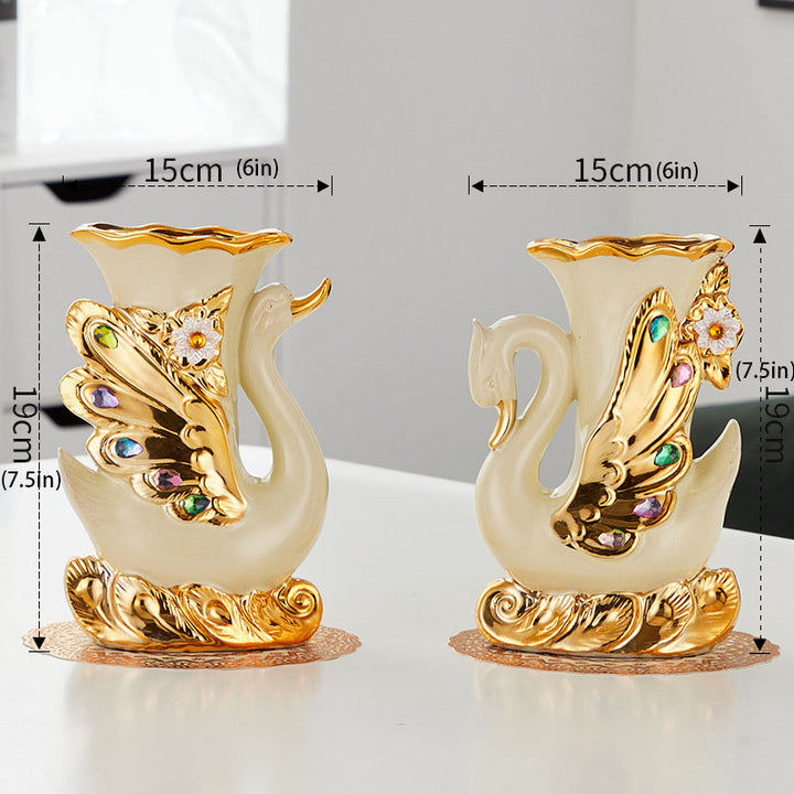 Creative Ceramic Swan-Themed Vases (Pair)