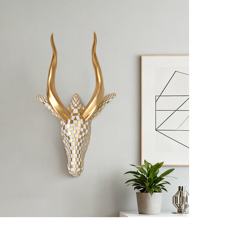 High-end resin mosaic antelope head wall decoration