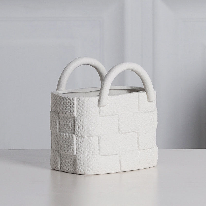 Minimalist Basket-Style Ceramic Vase for Dried Flowers (Multi-color)