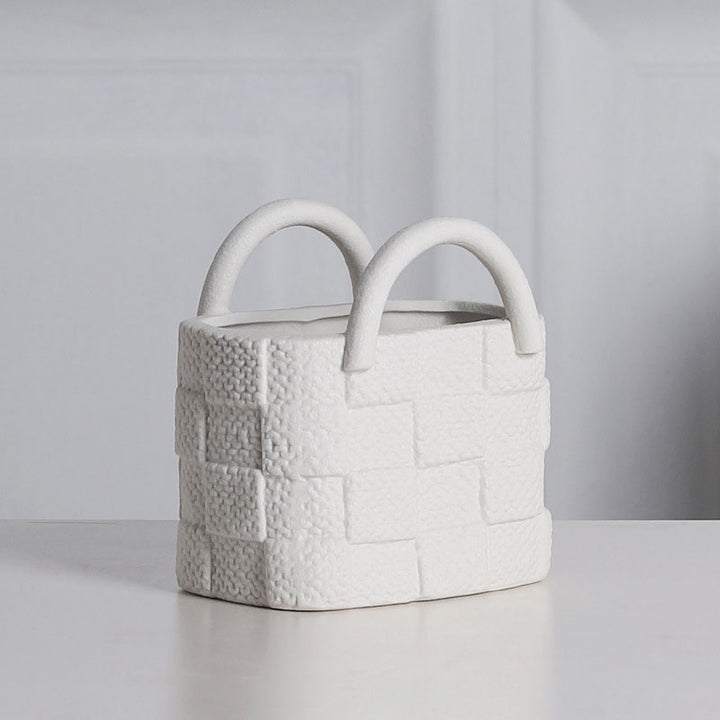 Minimalist Basket-Style Ceramic Vase for Dried Flowers (Multi-color)
