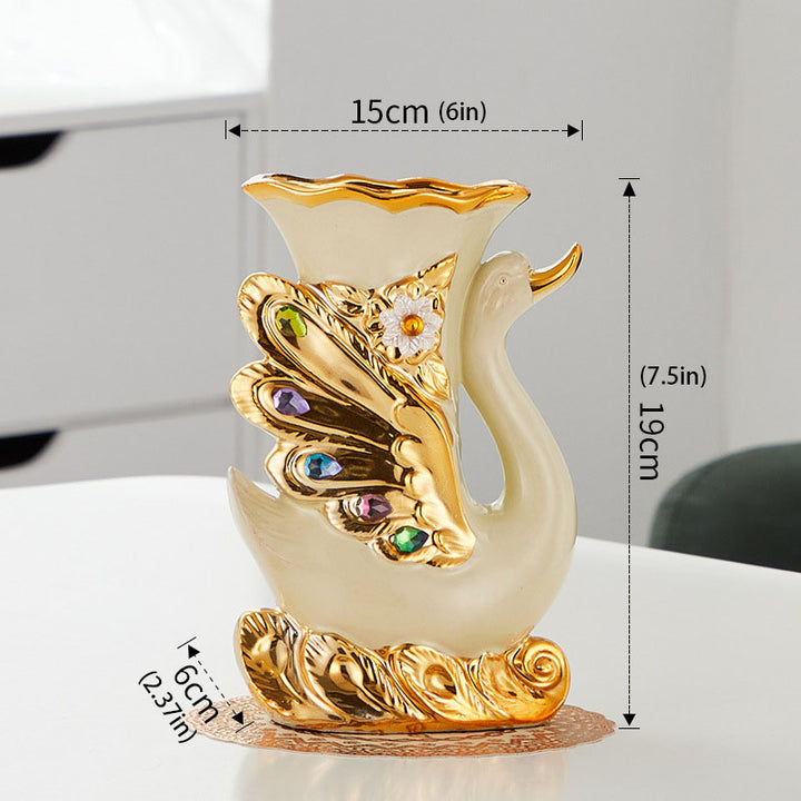 Creative Ceramic Swan-Themed Vases (Pair)