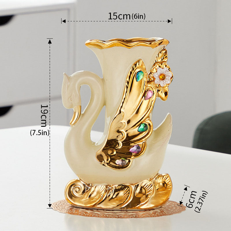Creative Ceramic Swan-Themed Vases (Pair)