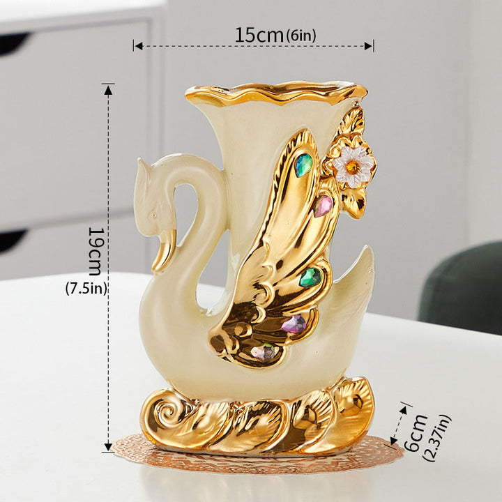 Creative Ceramic Swan-Themed Vases (Pair)