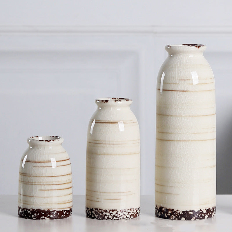 Modern Minimalist White Ceramic Vase for Dried Flowers