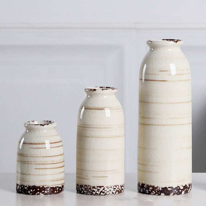 Modern Minimalist White Ceramic Vase for Dried Flowers