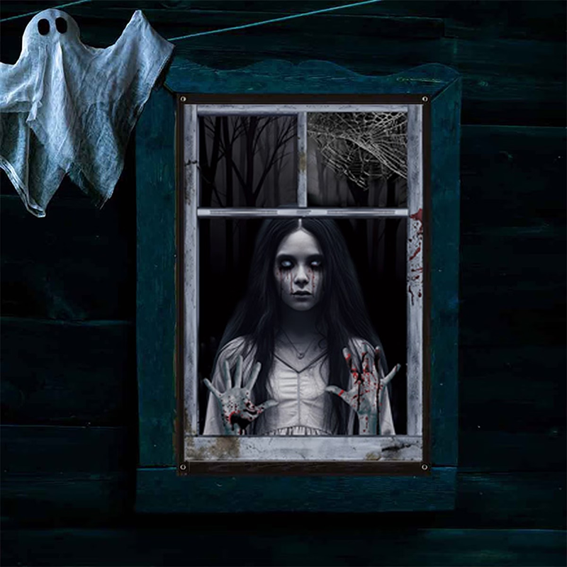 Halloween Spooky Window Fabric Decoration