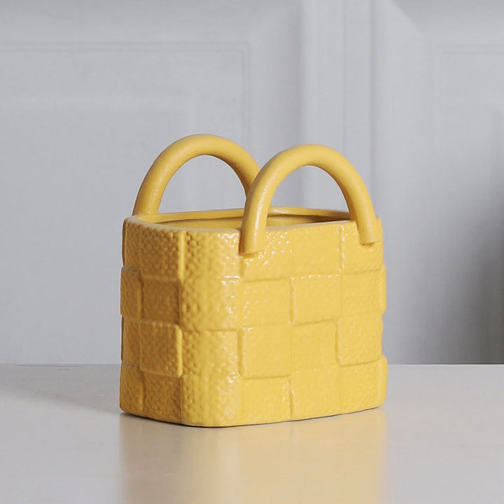 Minimalist Basket-Style Ceramic Vase for Dried Flowers (Multi-color)