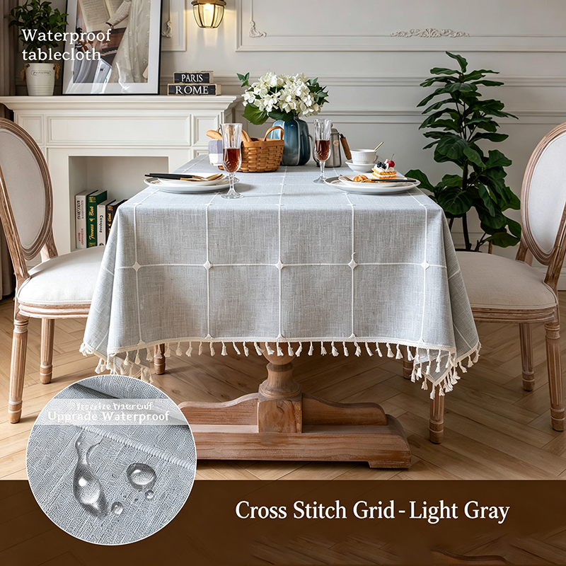 Premium-quality cotton-linen tablecloth—waterproof and stain-resistant