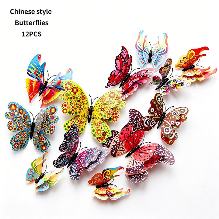 Assorted-Color 3D Self-Adhesive Magnetic Butterfly Decals