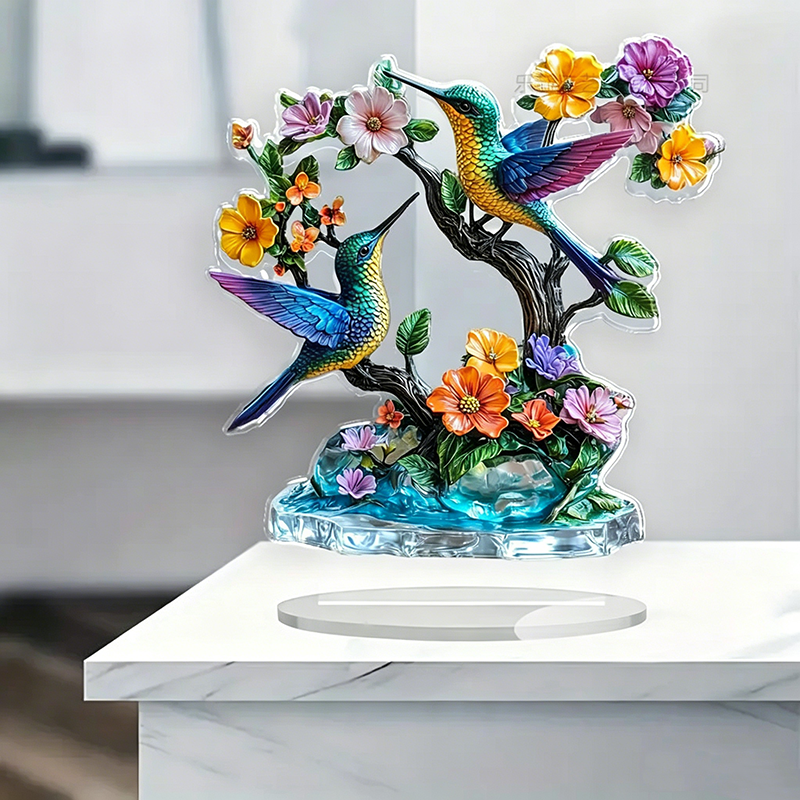 Acrylic Bird-on-Branch Hanging Ornament