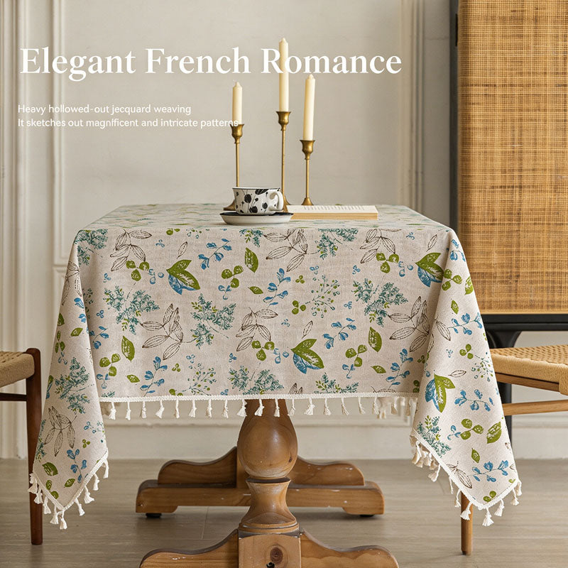 Fresh-style printed tablecloth with tassels