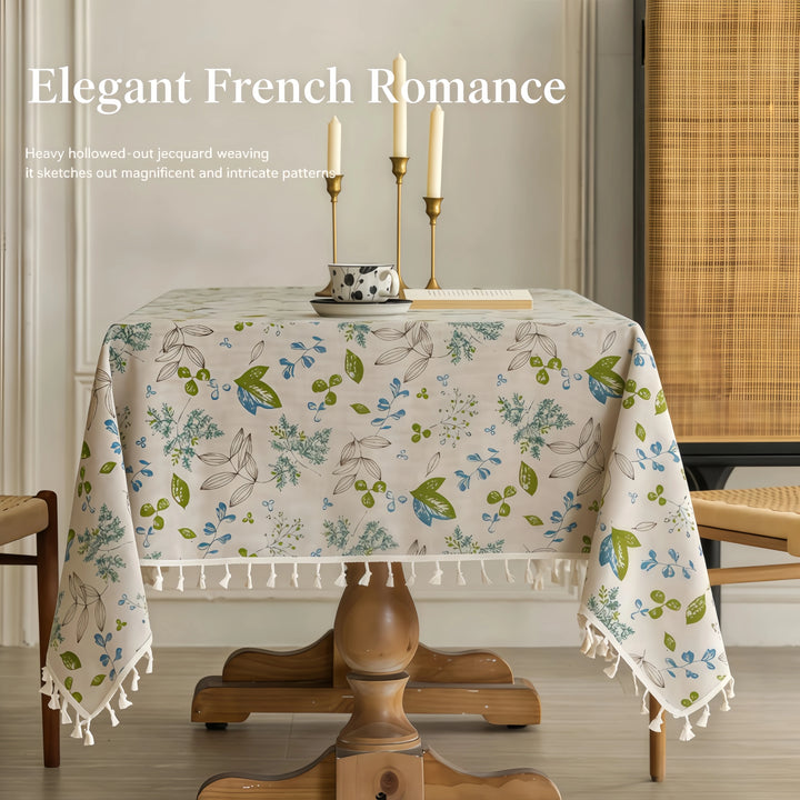 Fresh-style printed tablecloth with tassels