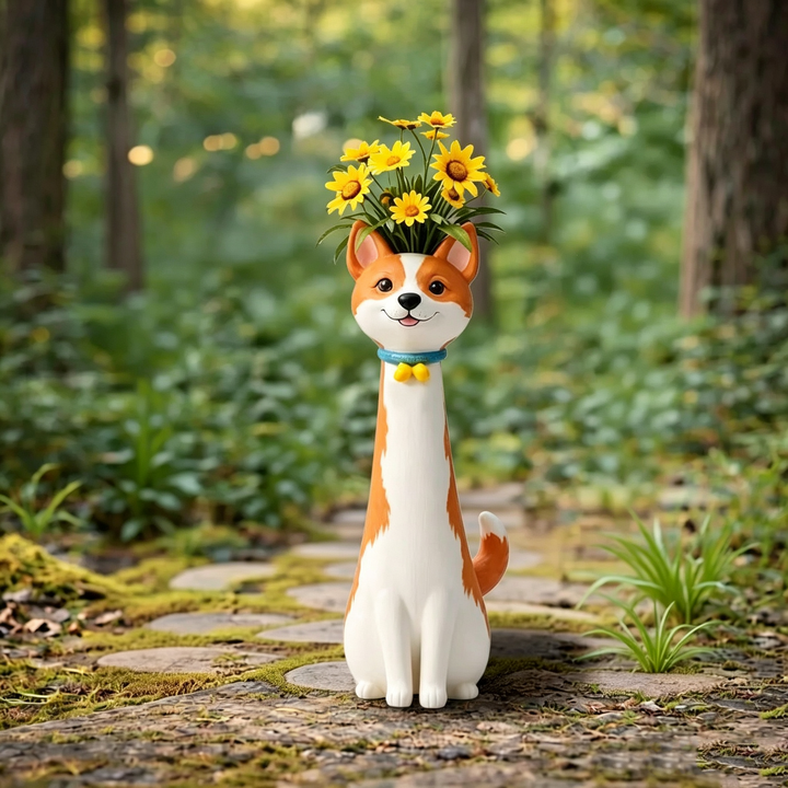 Playful Handmade Resin Cat and Dog Shaped Vases