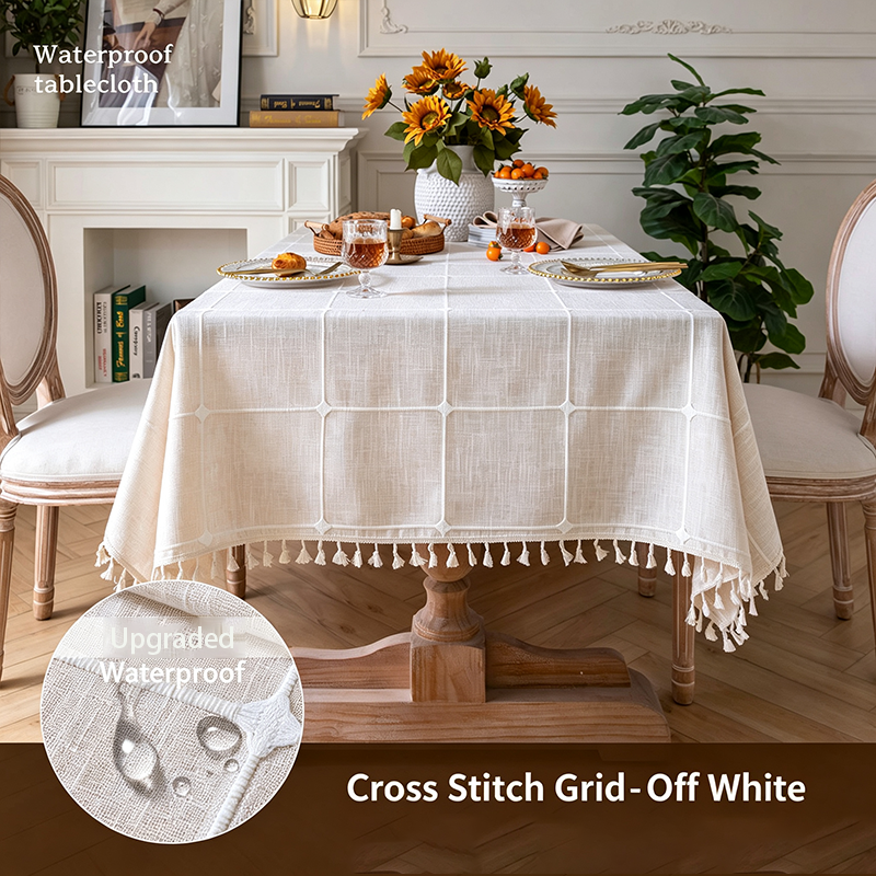 Premium-quality cotton-linen tablecloth—waterproof and stain-resistant